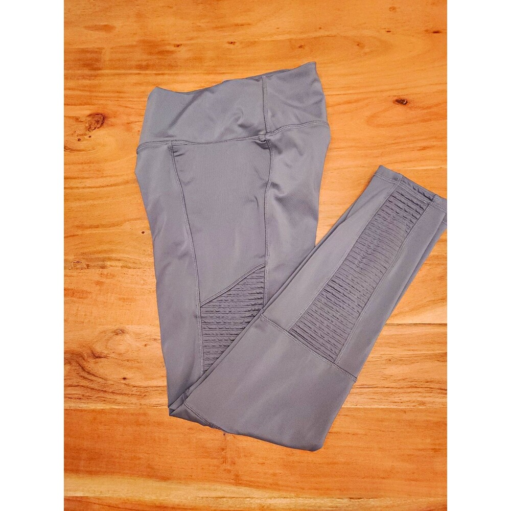 Fabletics Motion365+ High-Waisted Moto Leggings Grey Pockets Large Pilates Yoga
